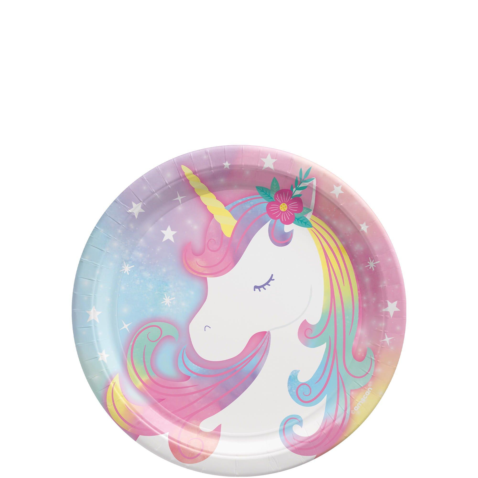 Enchanted Unicorn Round Paper Plates. 9in. 8ct. Assorted Options - Image 2