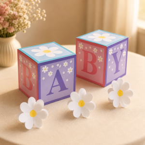 Little Daisy Baby Block Table Decorations. 5pc