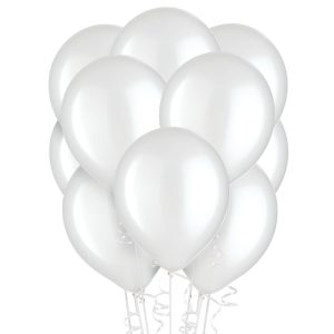 White Pearl Latex Balloons. Assorted Options