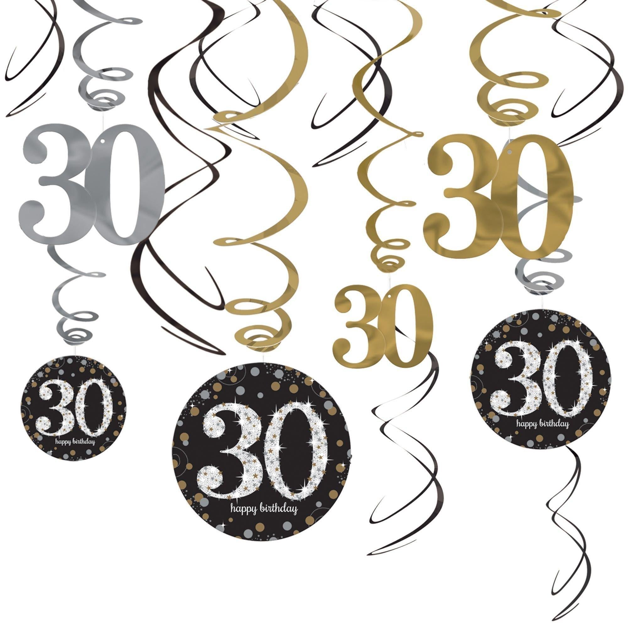 Birthday Swirl Decorations 12ct - Sparkling Celebration. Ages - Image 2