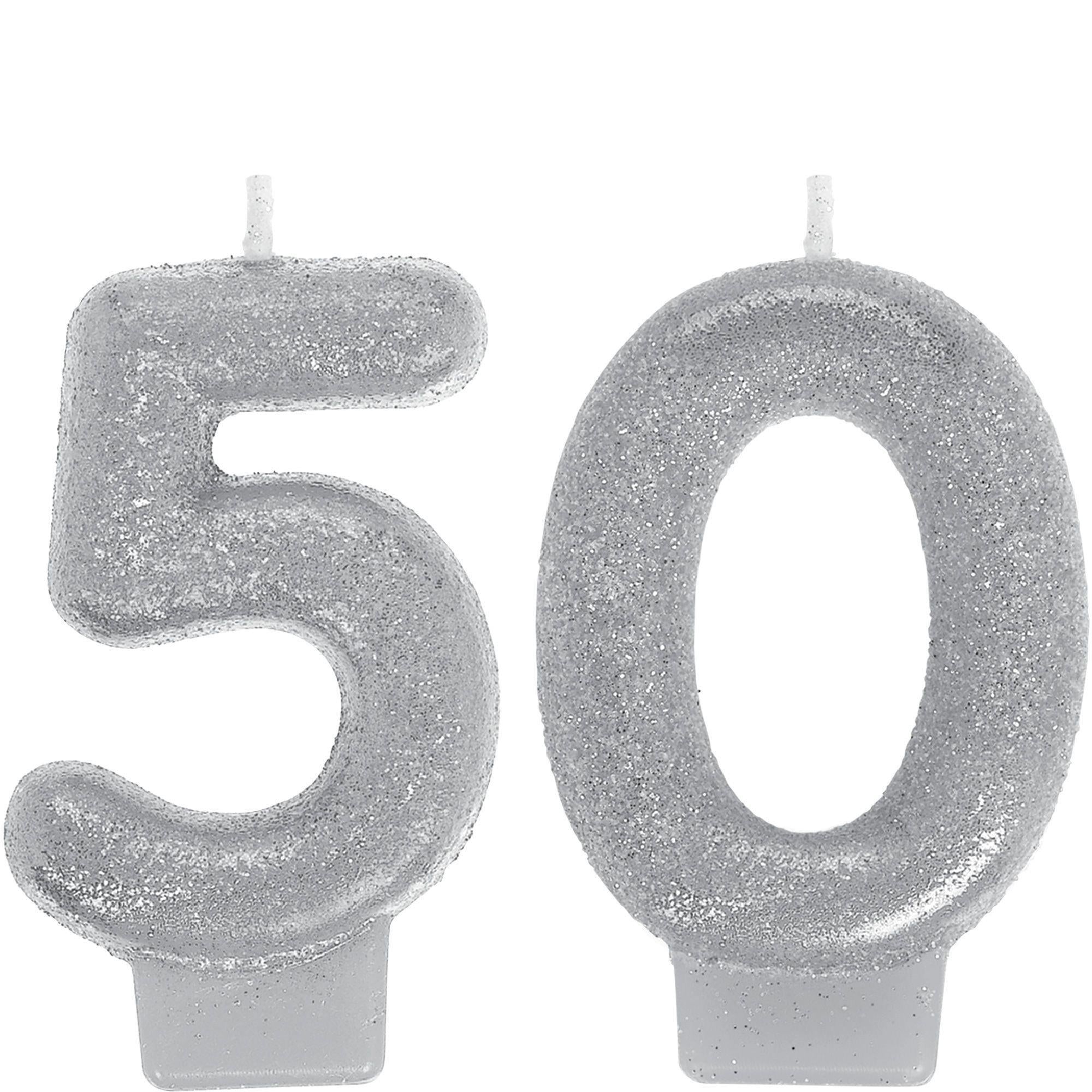 Glitter Silver Number (0-9) Birthday Candles 2ct. Ages - Image 4