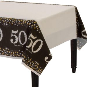 Birthday Table Cover - Sparkling Celebration. Ages 30. 40. 50. 60
