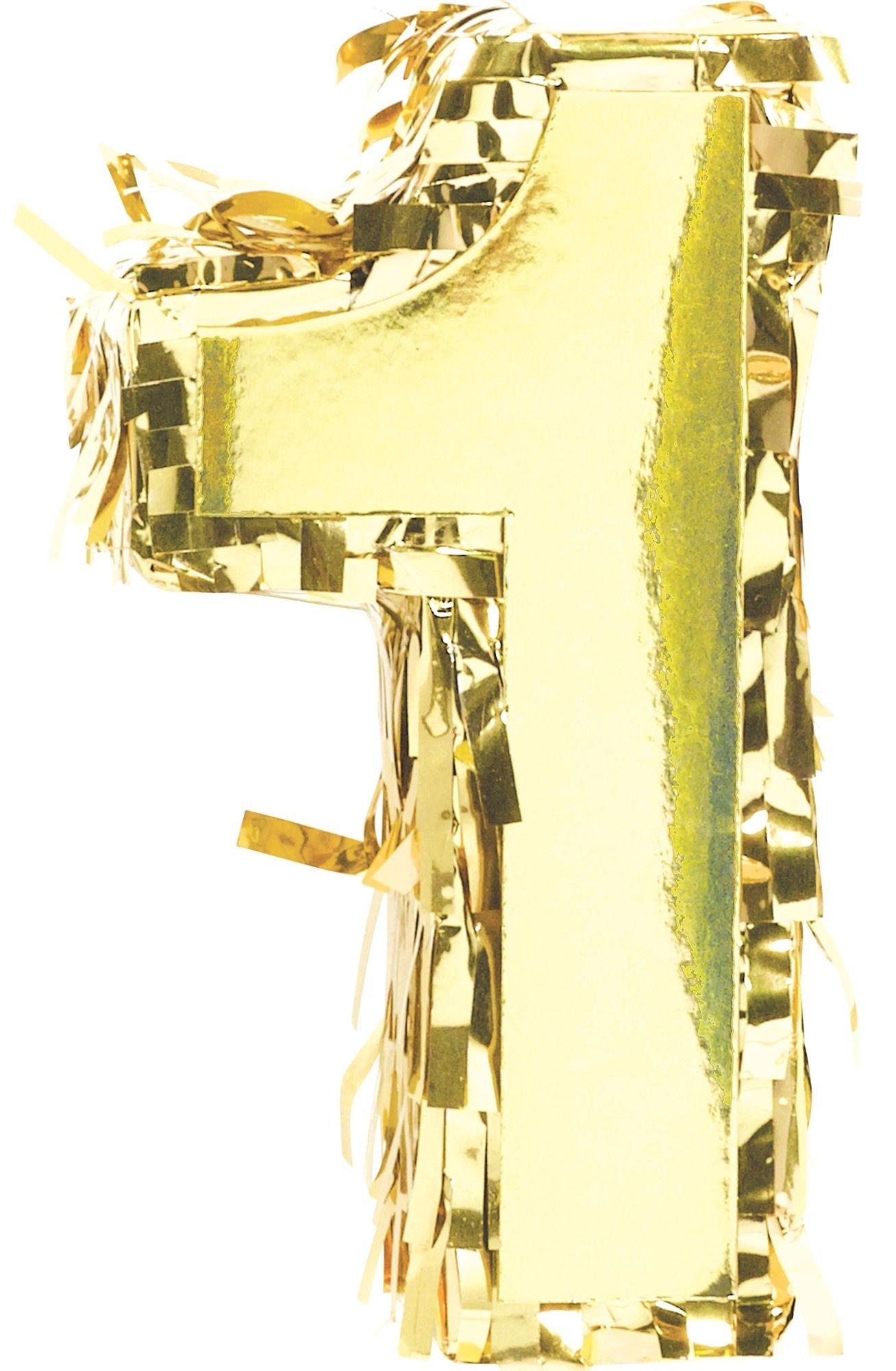 Mini Metallic Gold Number (0-9) Pinata Decoration - Image 2