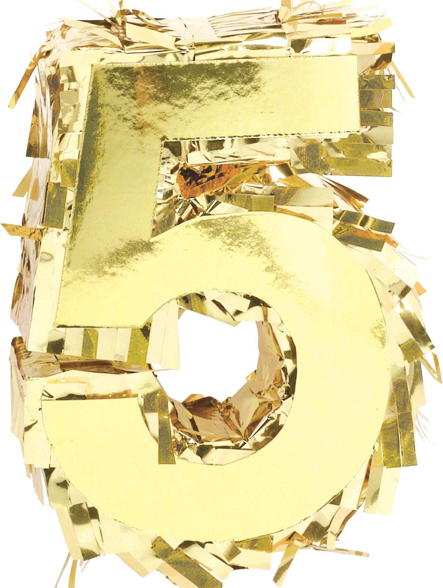 Mini Metallic Gold Number (0-9) Pinata Decoration - Image 6