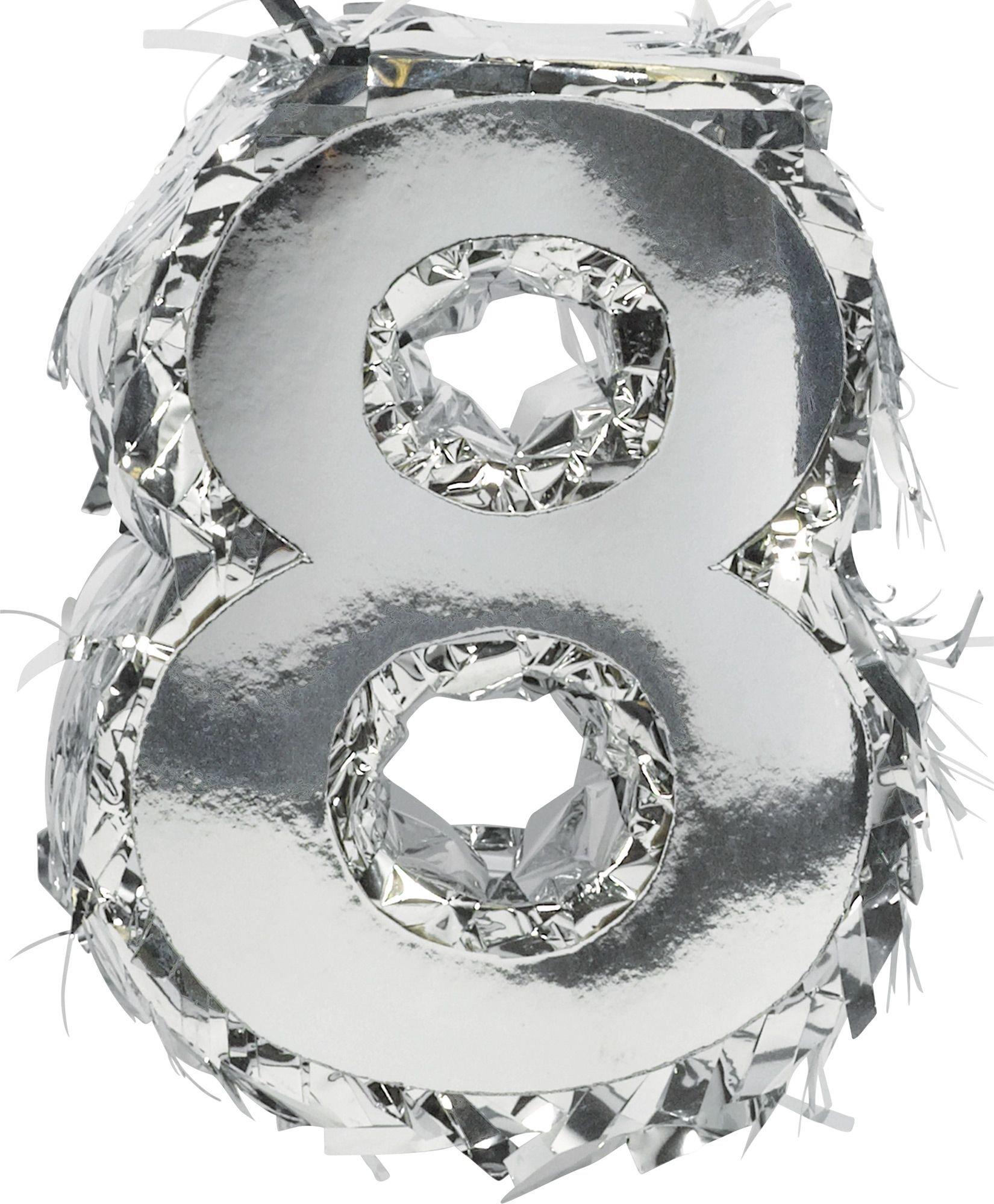 Mini Metallic Silver Number (0-9) Pinata Decoration - Image 13