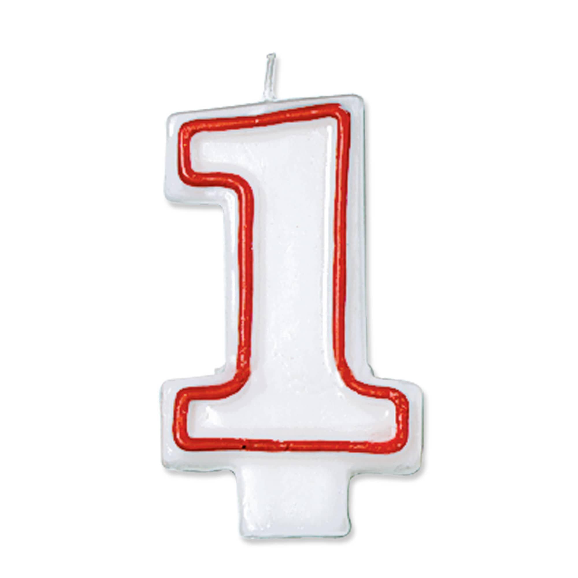 Red Outline Birthday Number (0-9) Candle. 3in - Image 3