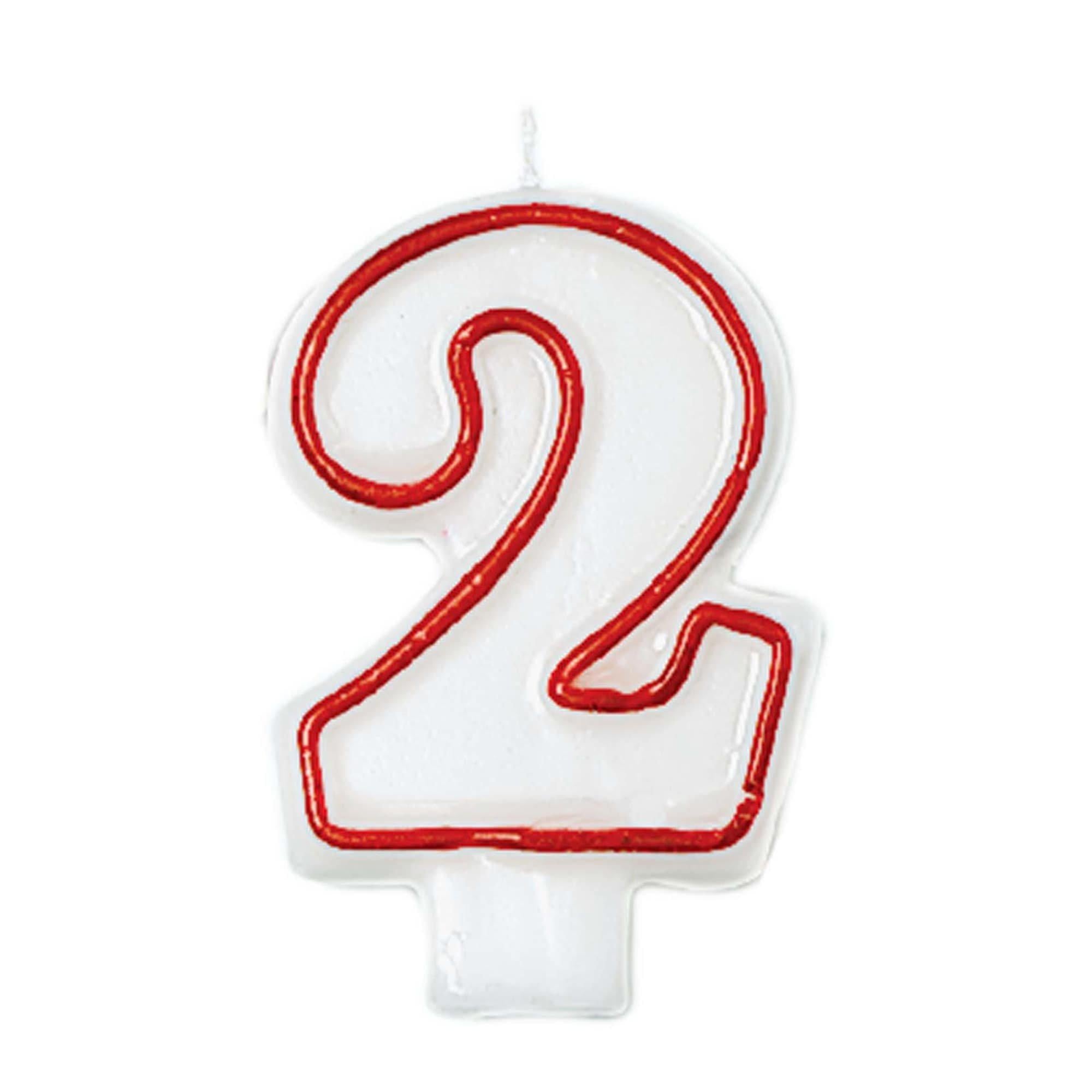 Red Outline Birthday Number (0-9) Candle. 3in - Image 5