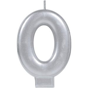 Silver Number (0-9) Birthday Candle