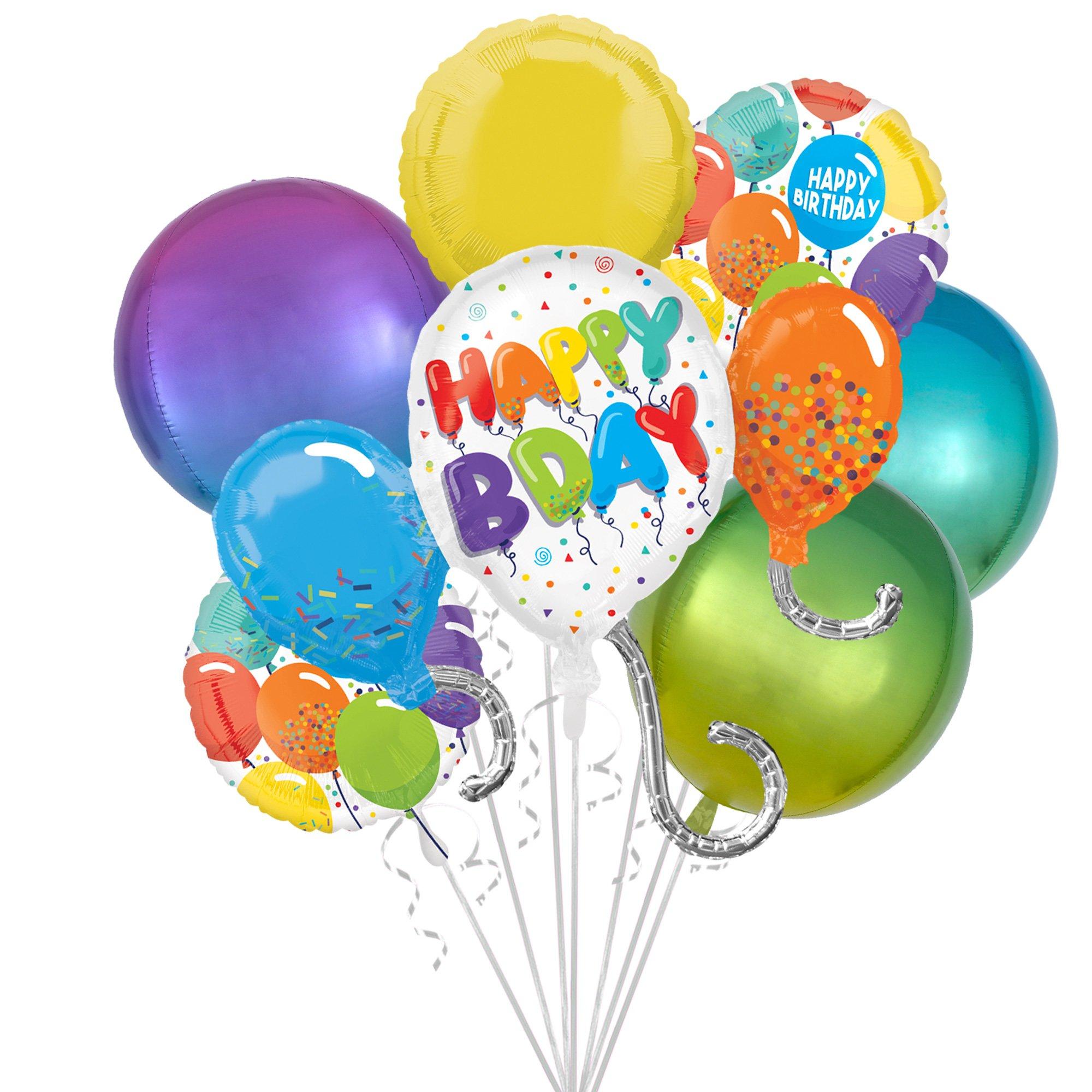 Multicolor Birthday Celebration Foil Balloon Bouquet - Image 7