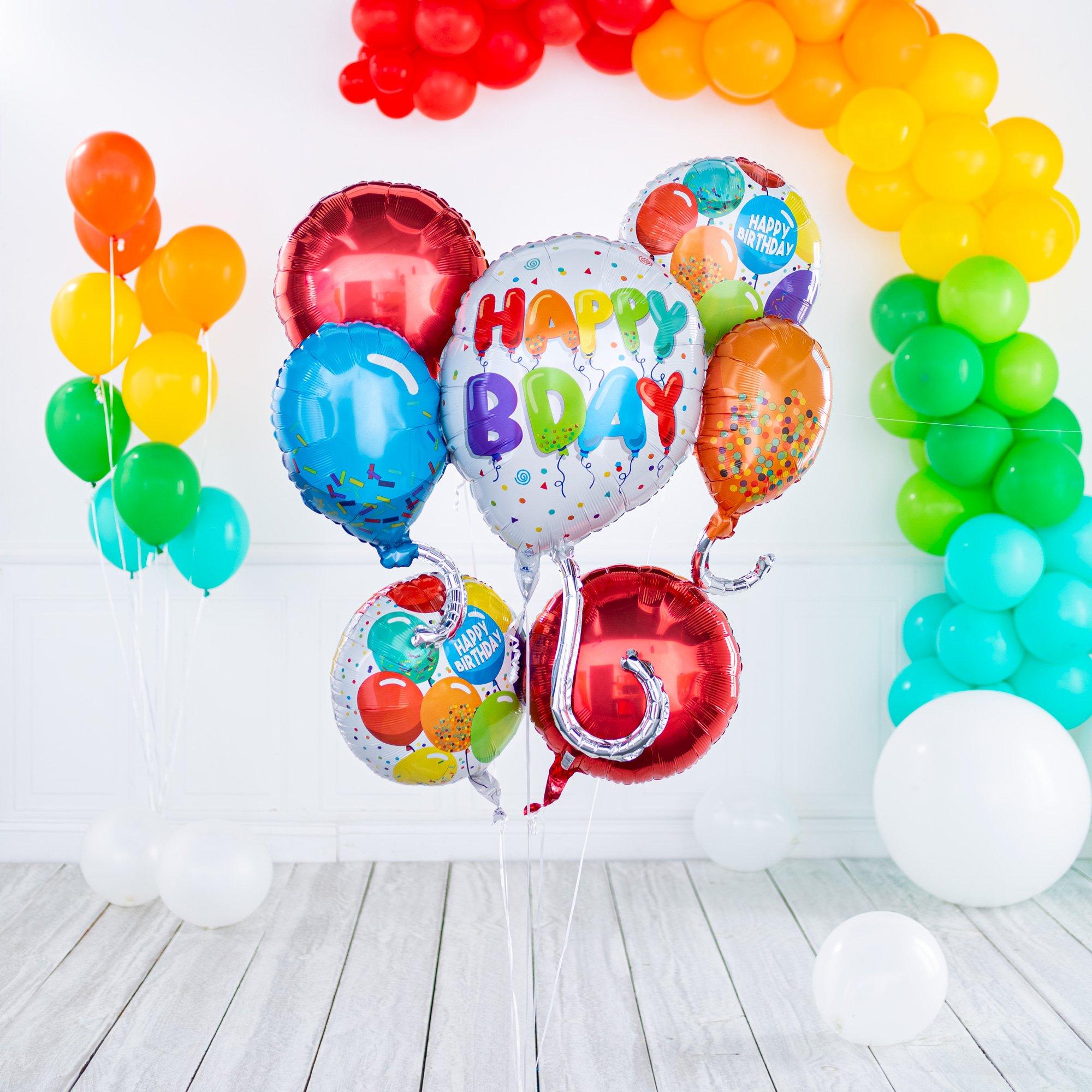 Multicolor Birthday Celebration Foil Balloon Bouquet - Image 10