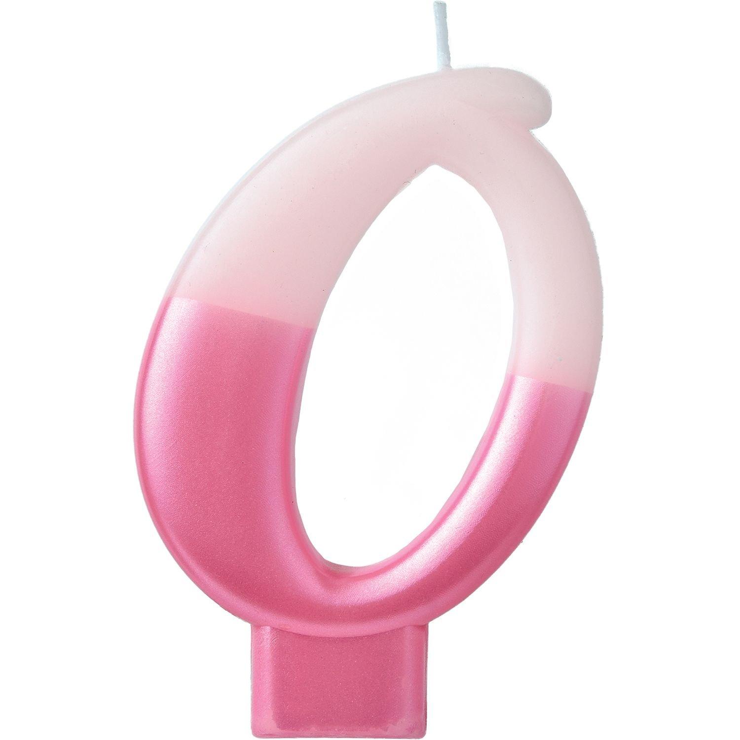 Metallic Dipped Pink Number (0-9) Birthday Candle 3 1/4in