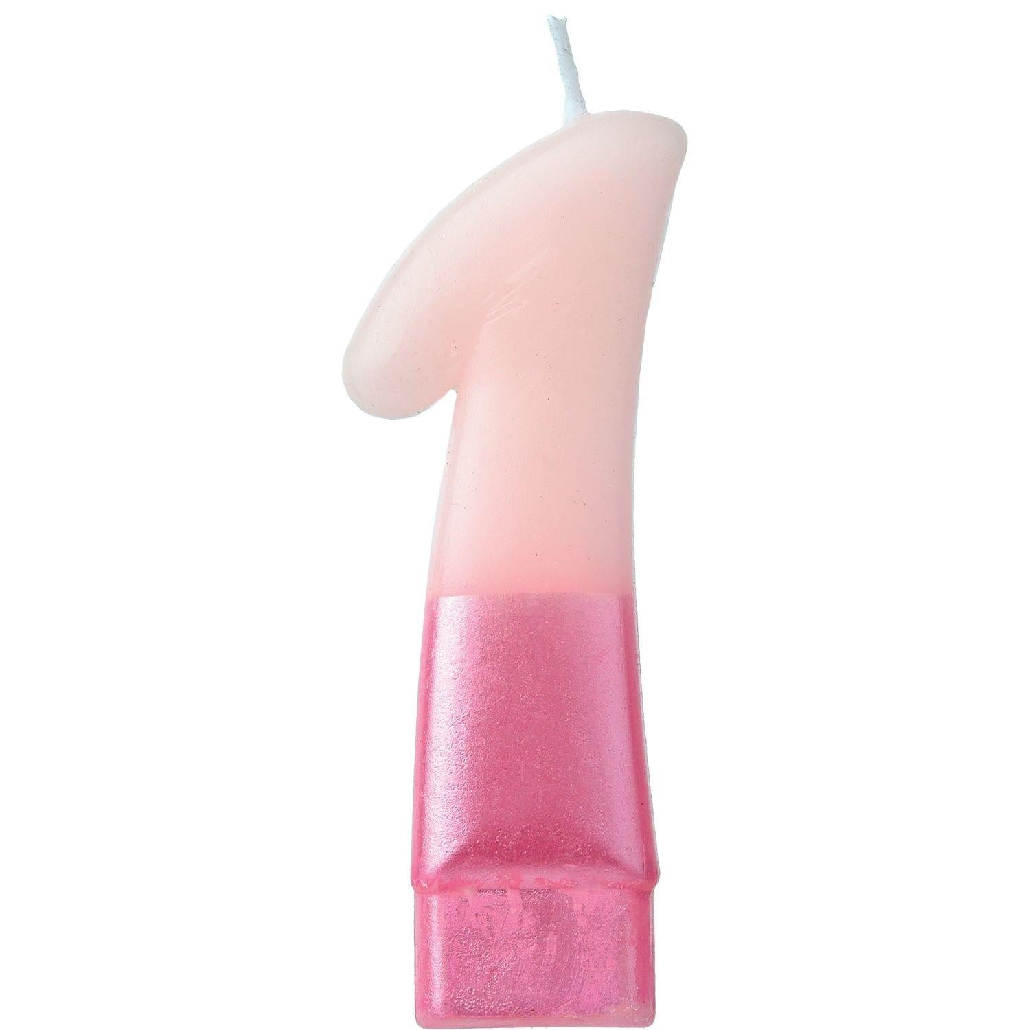 Metallic Dipped Pink Number (0-9) Birthday Candle 3 1/4in - Image 2