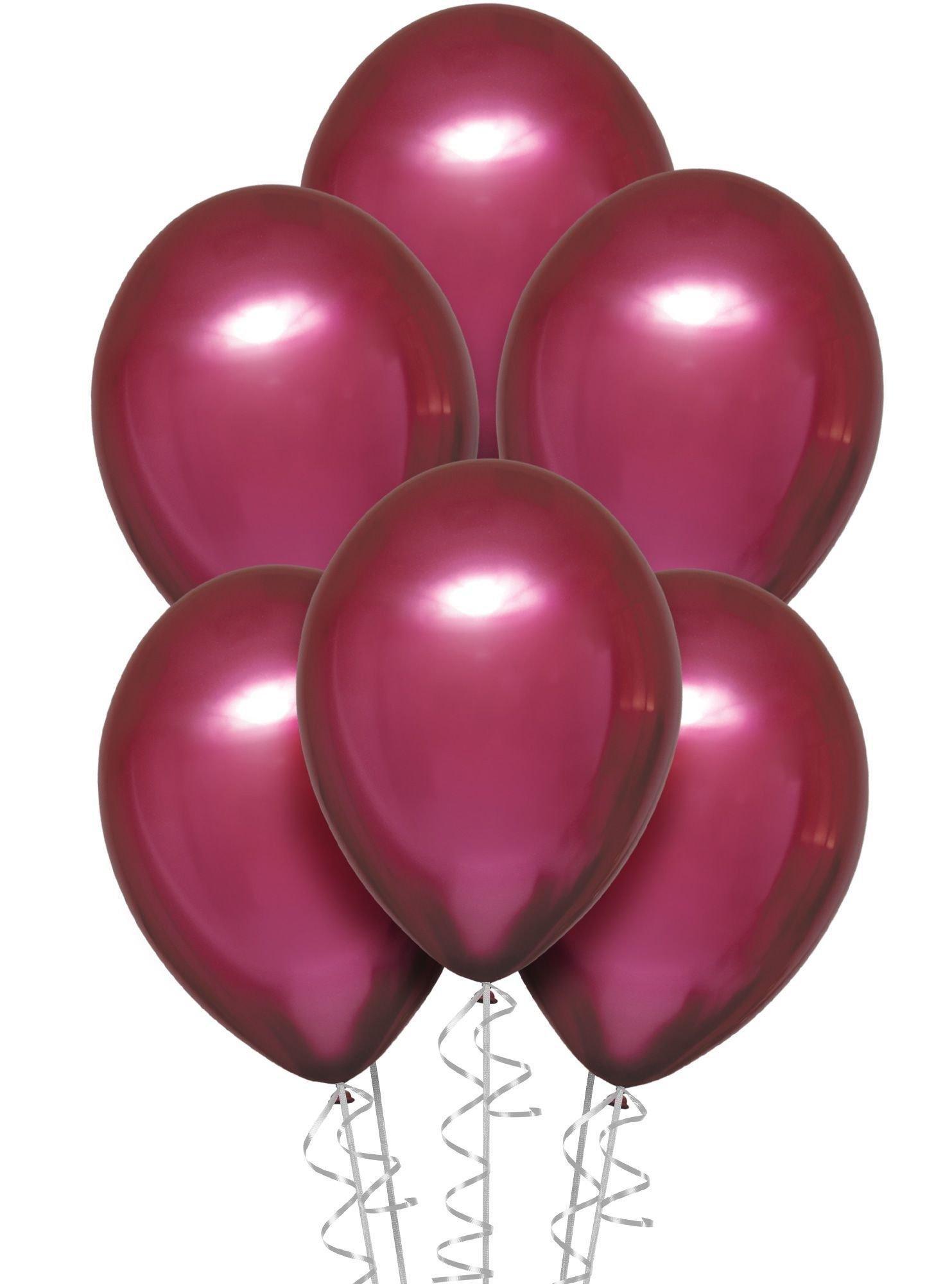 Bright Pink Metallic Chrome Satin Luxe Latex Balloons. 6ct