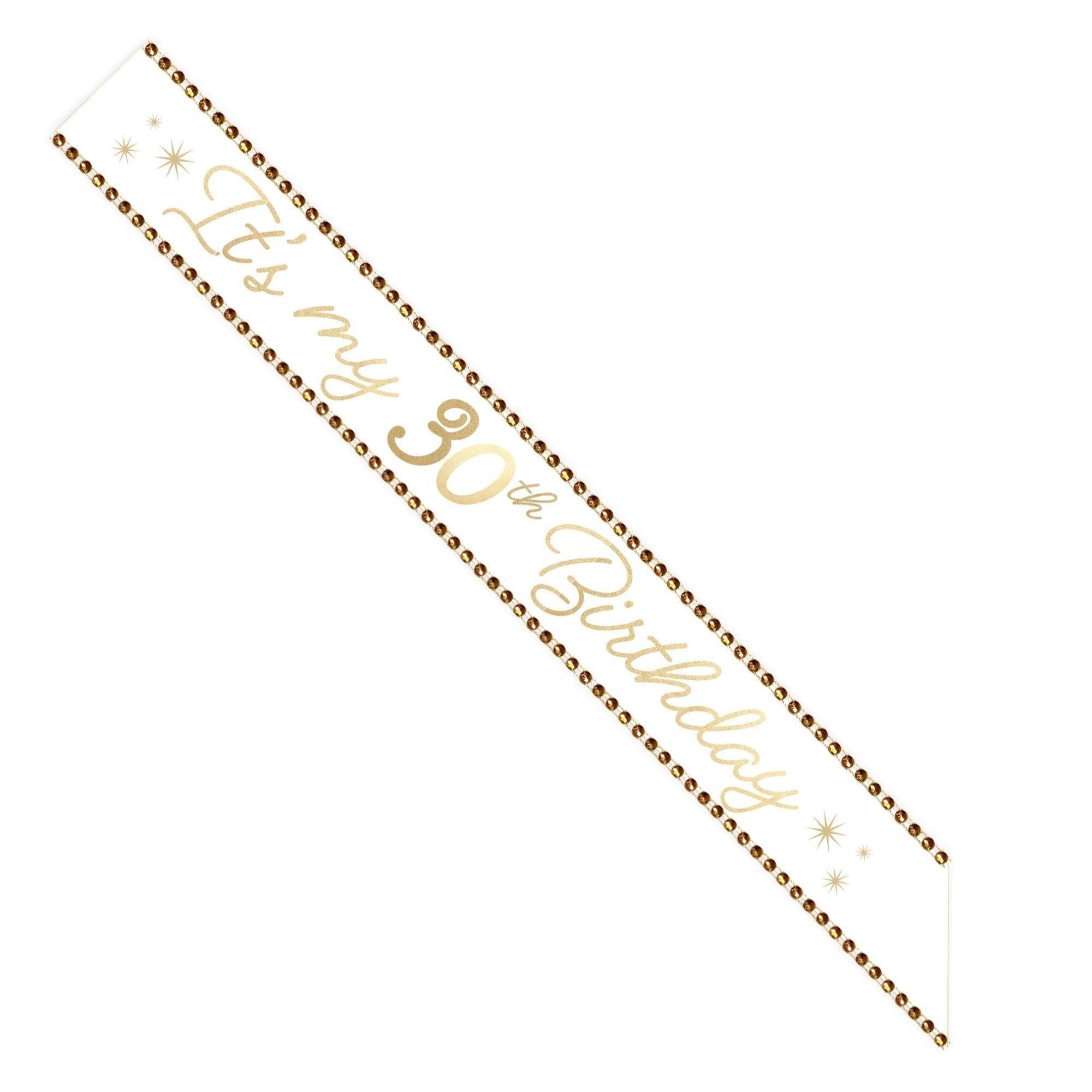 Rhinestone Golden Age Birthday Satin Sash. 30in. Ages - Image 3