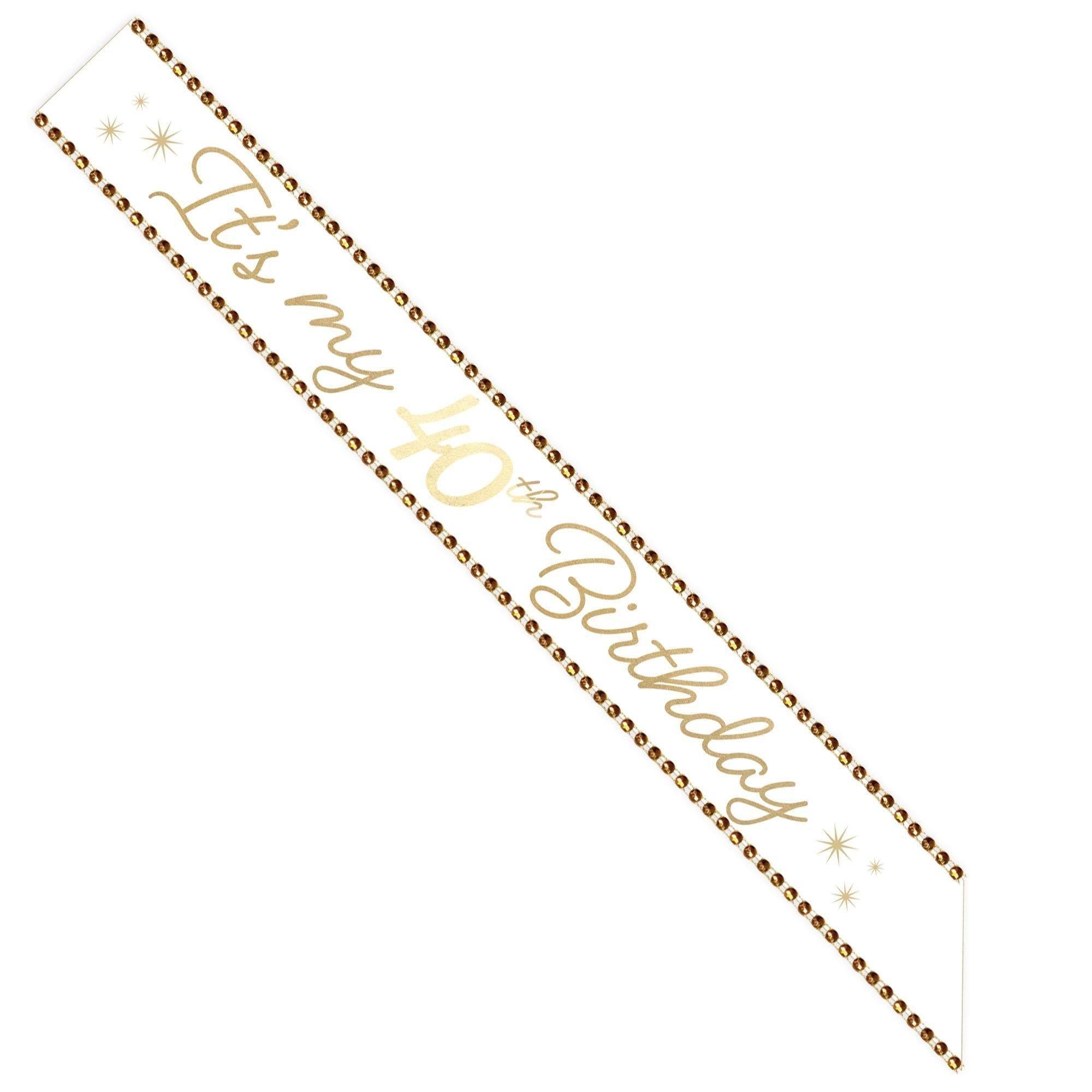 Rhinestone Golden Age Birthday Satin Sash. 30in. Ages - Image 5