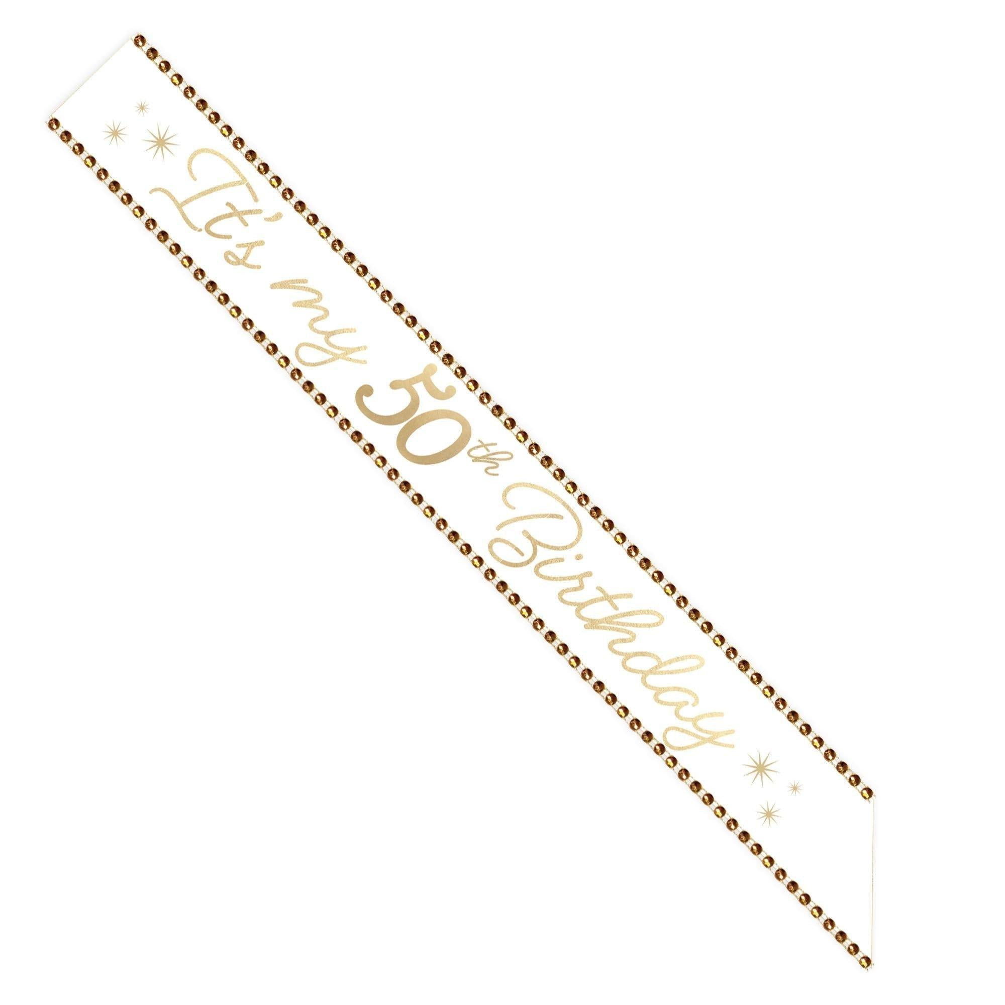 Rhinestone Golden Age Birthday Satin Sash. 30in. Ages - Image 7