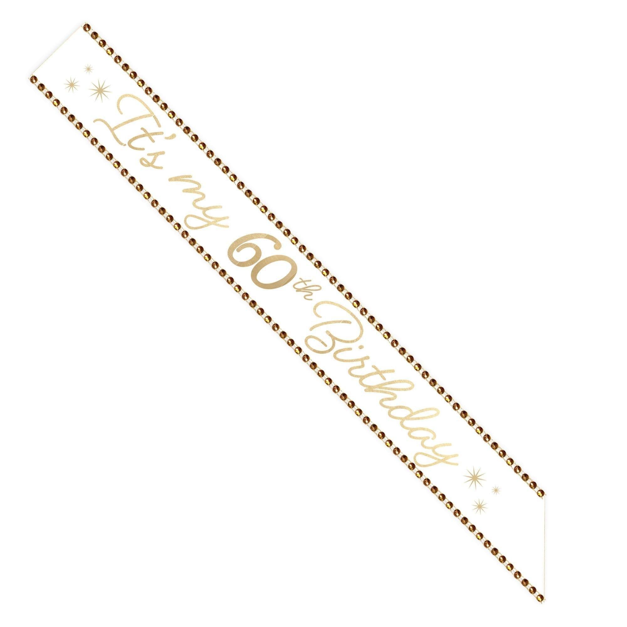 Rhinestone Golden Age Birthday Satin Sash. 30in. Ages - Image 9
