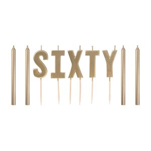 Metallic Golden Age Birthday Candles. 10pc. Ages