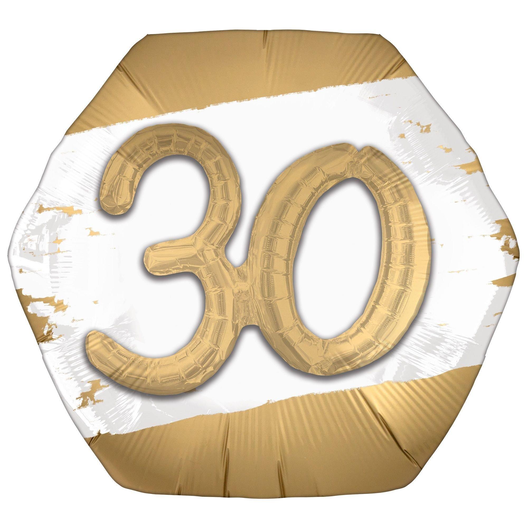 Satin Golden Age Happy Birthday Hexagonal Foil Balloon. 30in x 28in. Ages - Image 2