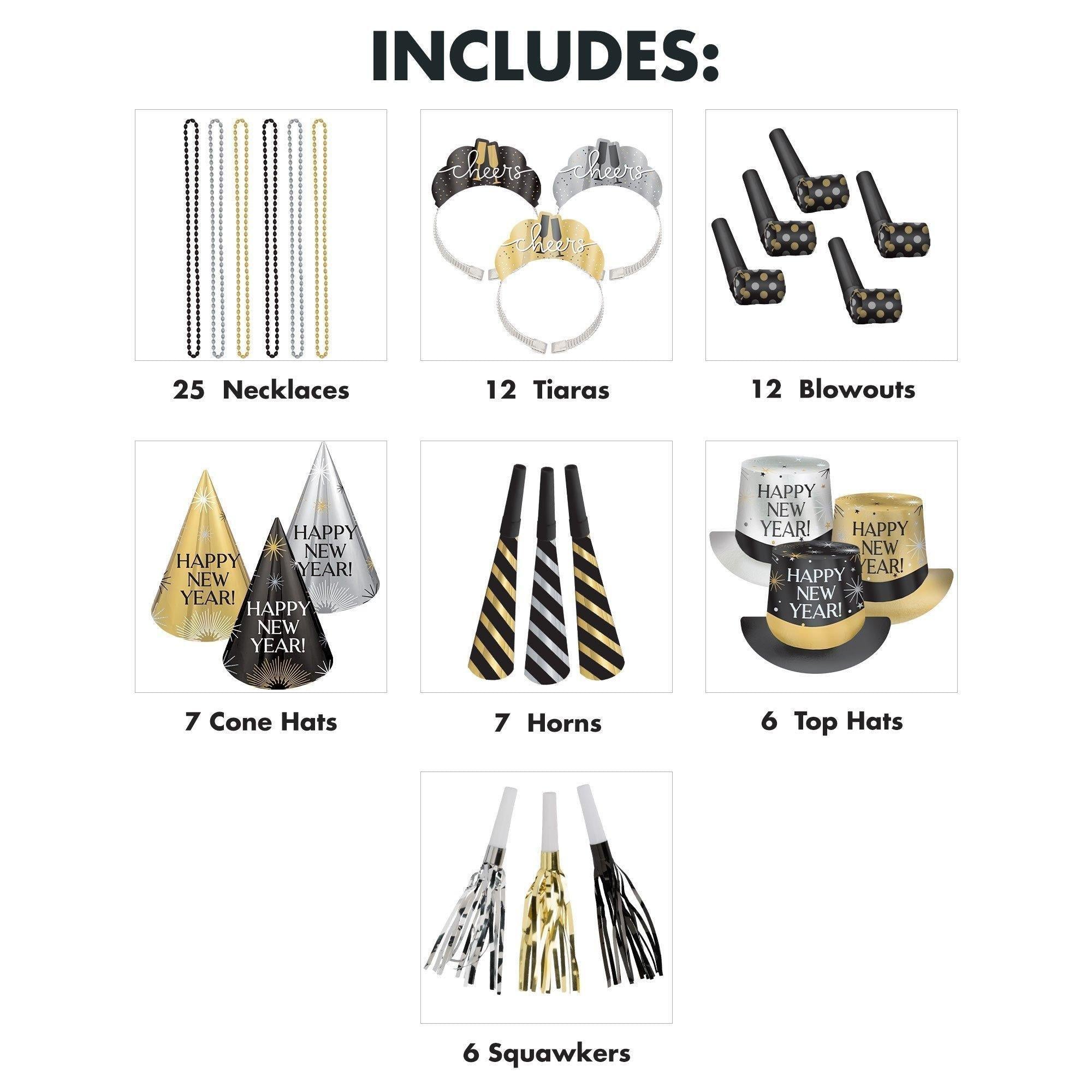 Black. Silver. Gold New Year's Eve Party Kit. Multiple Counts - Image 15