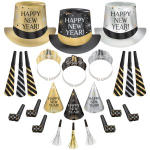 Black. Silver. Gold New Year's Eve Party Kit. Multiple Counts