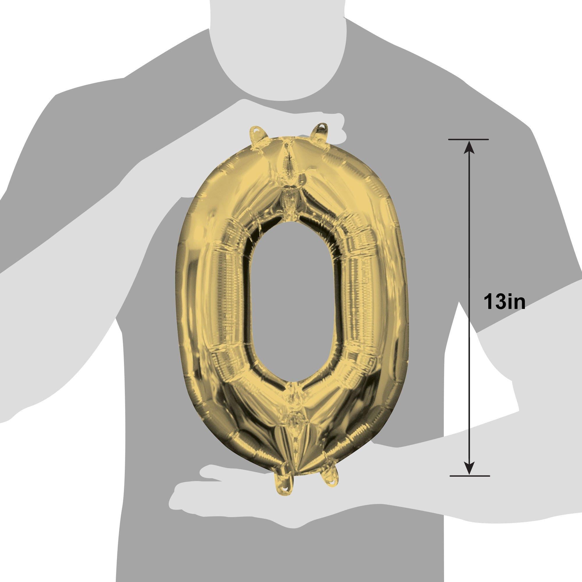 13in Air-Filled White Gold Number (0-9) Balloon - Image 5