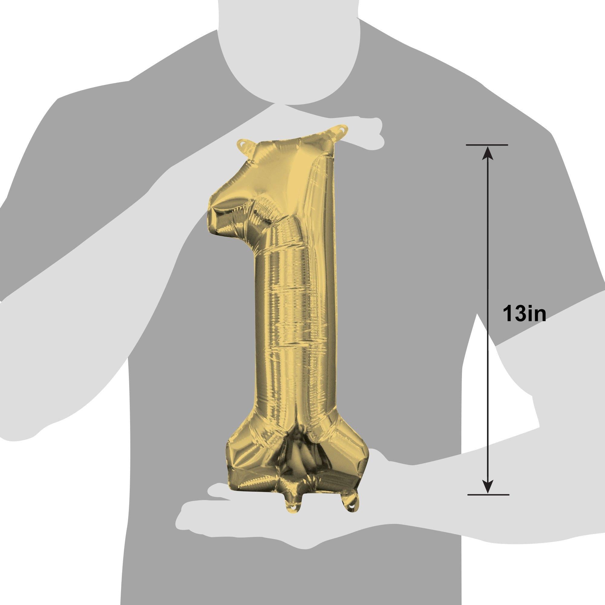 13in Air-Filled White Gold Number (0-9) Balloon - Image 9