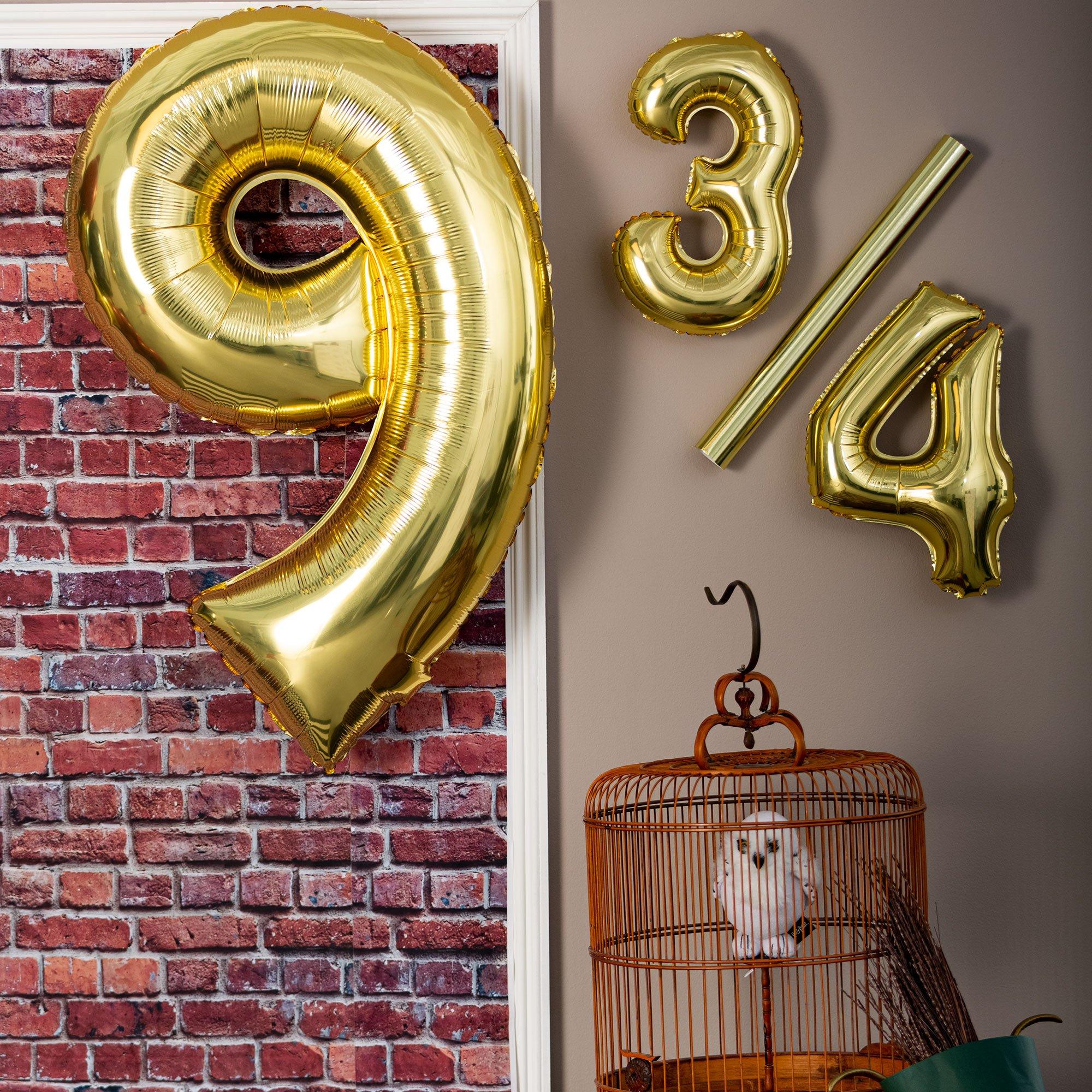 13in Air-Filled White Gold Number (0-9) Balloon - Image 15