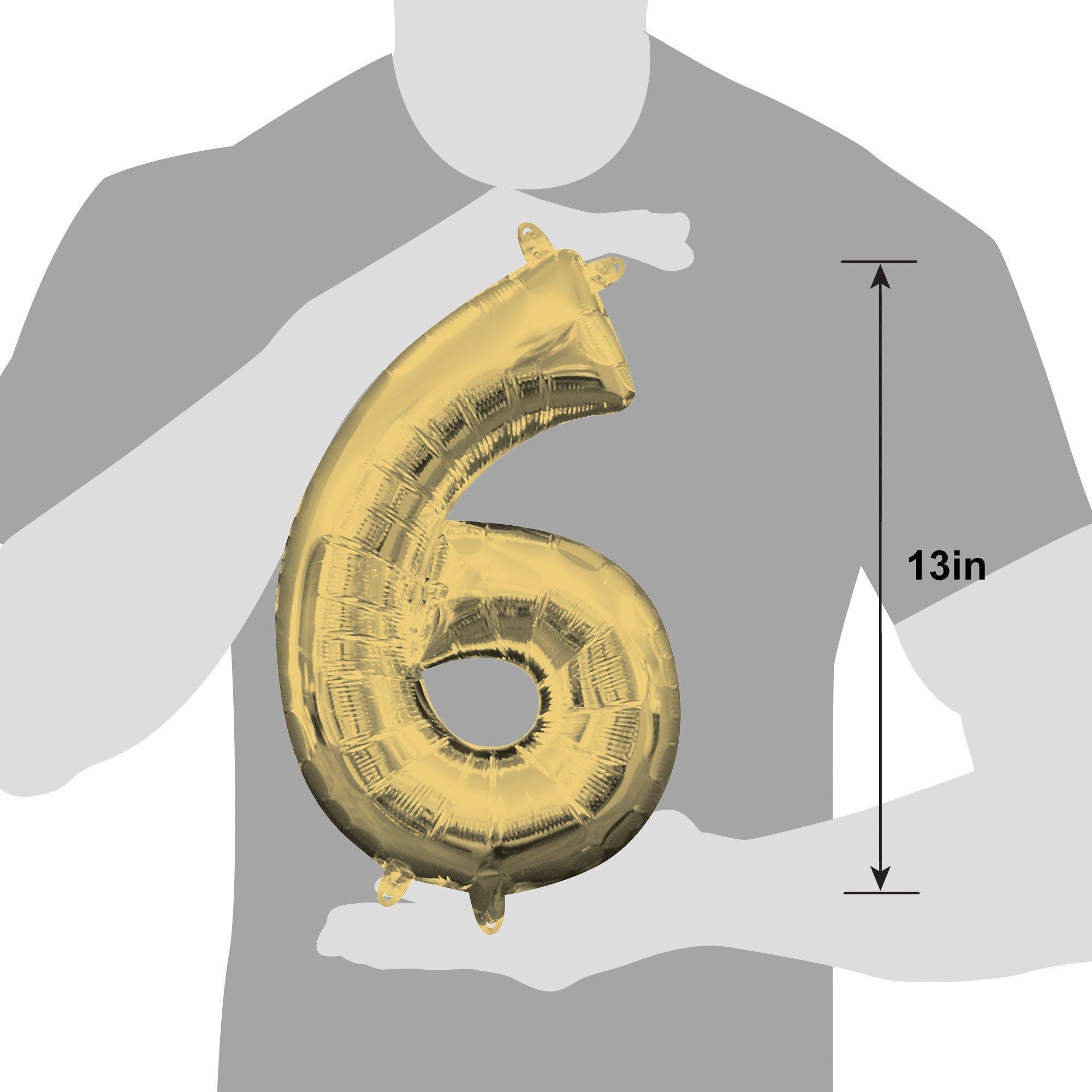 13in Air-Filled White Gold Number (0-9) Balloon - Image 29