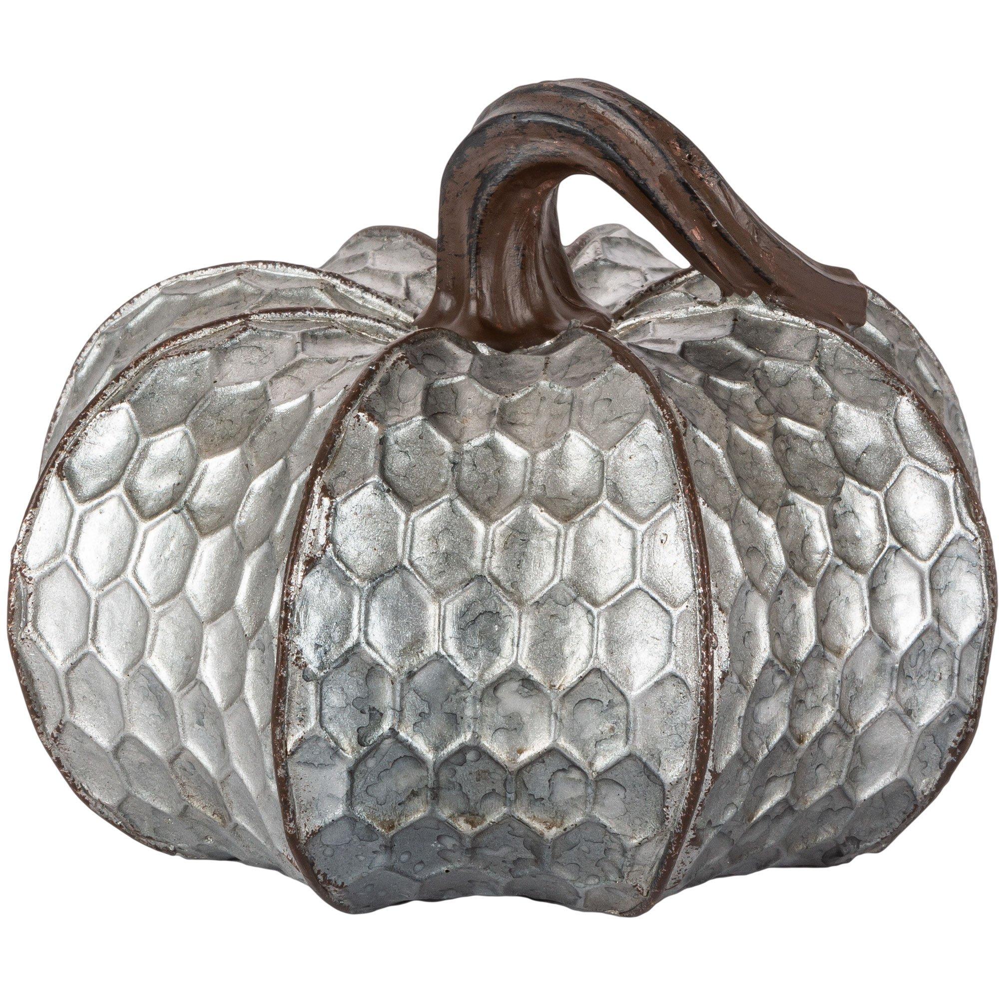Metal-Look Stone & Resin Pumpkin. Sizes 5.9in x 4.5in and 4.7in x 4.9in - Image 7