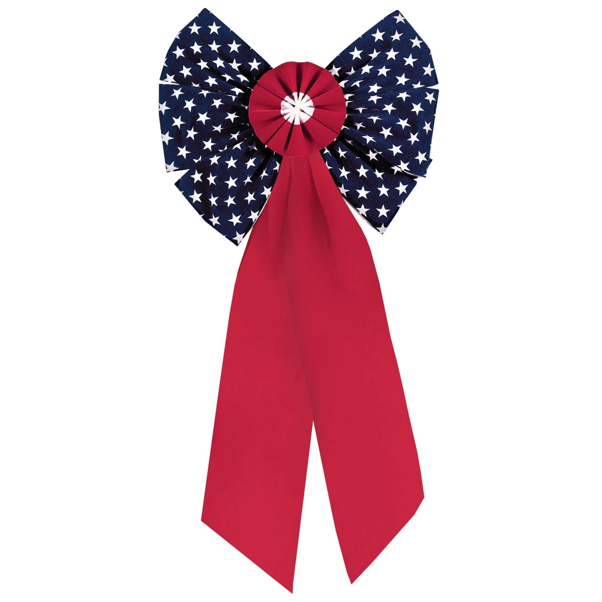 Patriotic Flocked Bow. Multiple Sizes