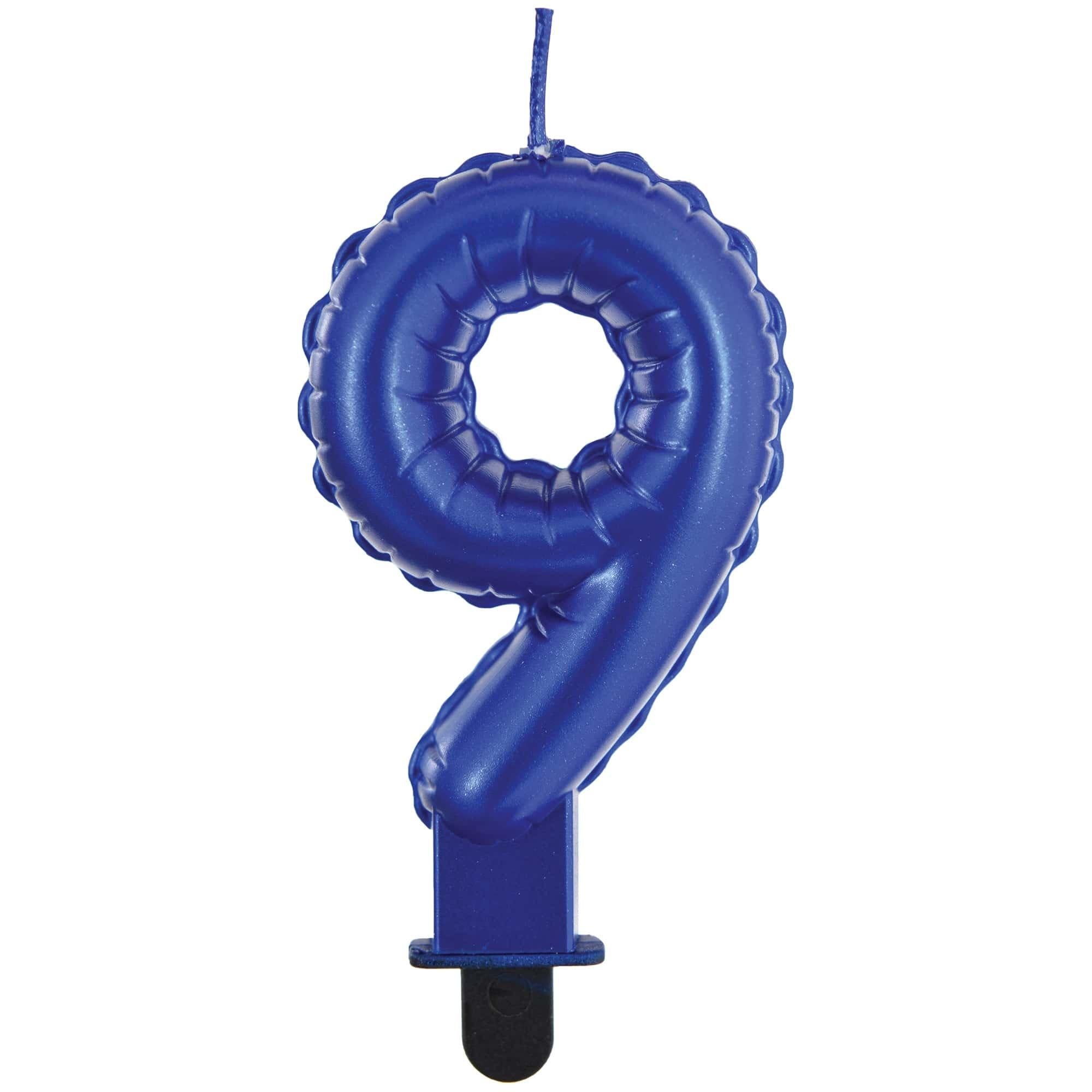 Blue Balloon Birthday Number (0-9) Candle. 3in - Image 21