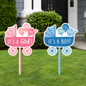 Oh Baby! Carriage Baby Shower Plastic Yard Sign. 15in x 25in. Assorted Colors