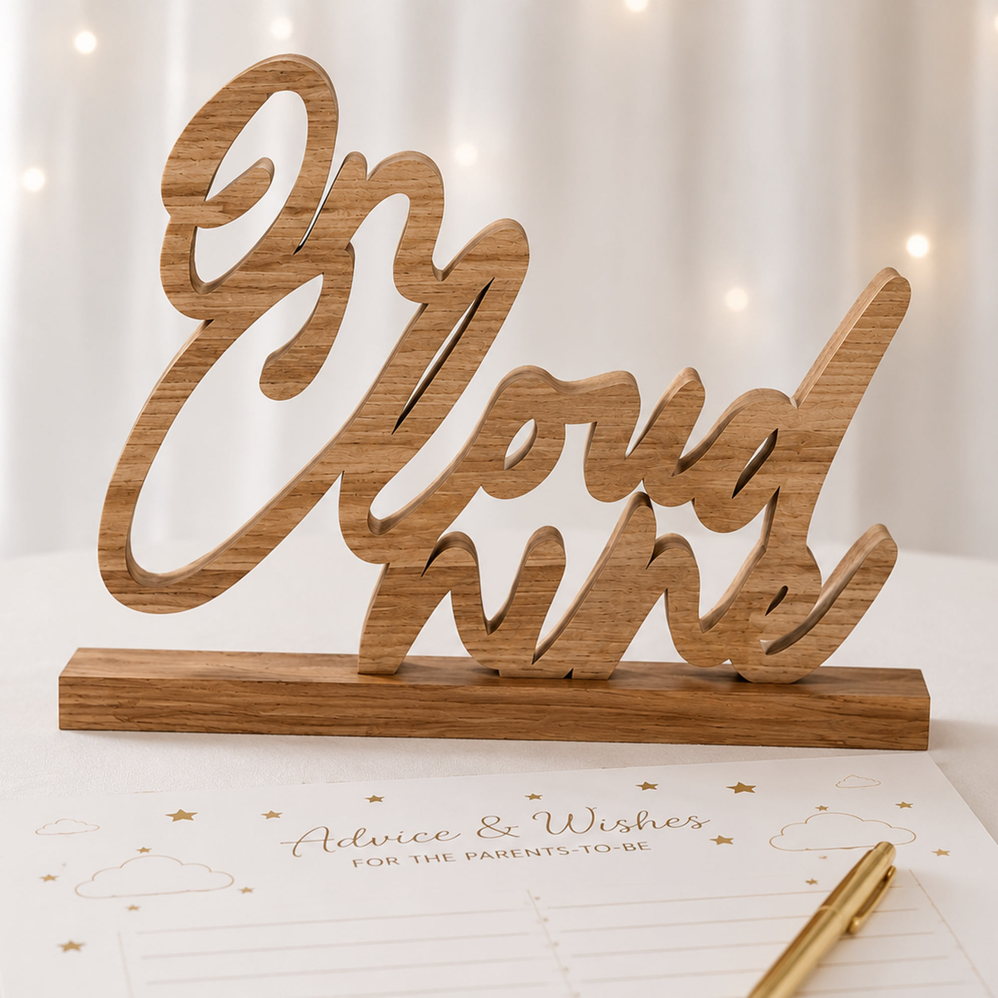 On Cloud Nine MDF Table Sign. 10in x 8.3in - Over the Moon
