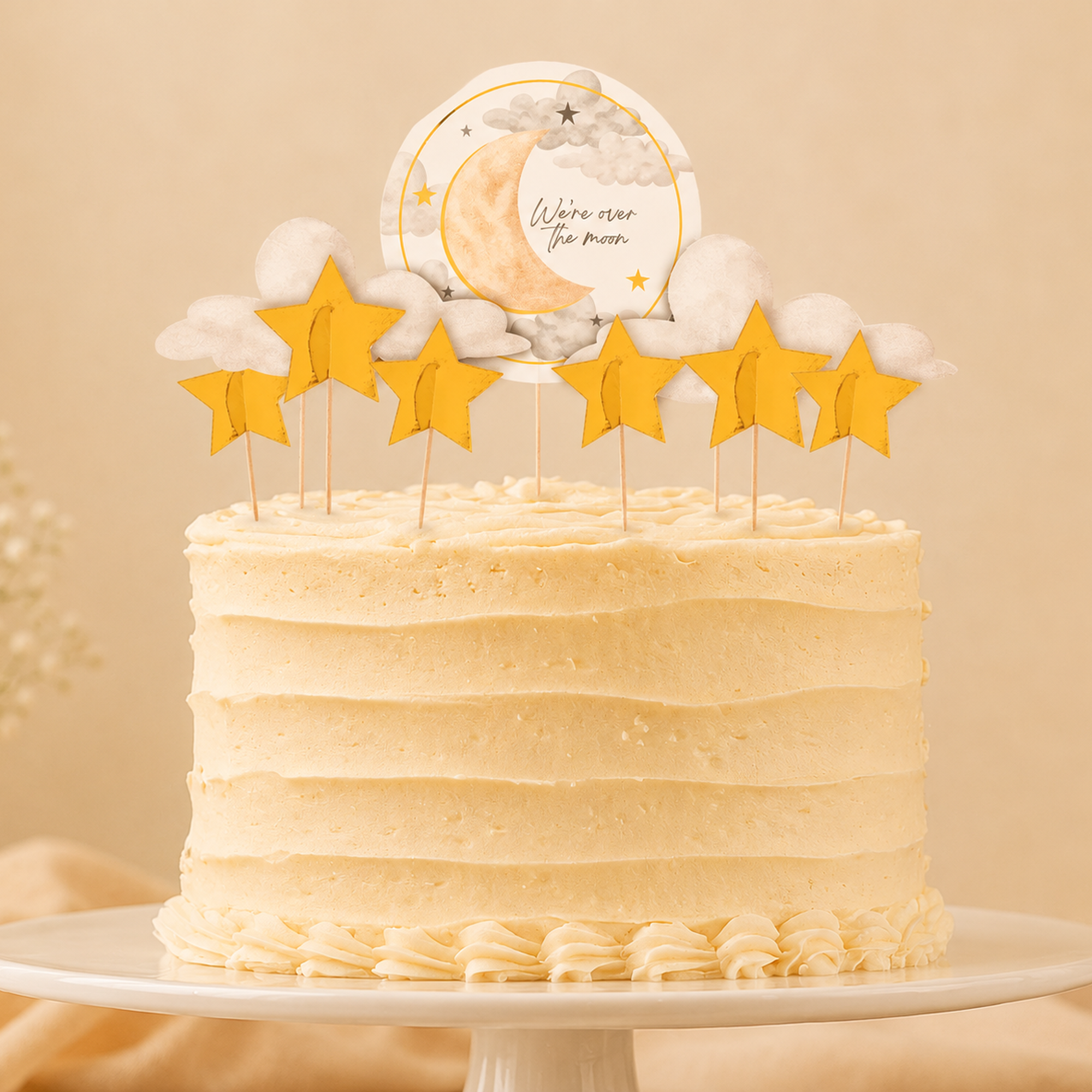 Over the Moon Baby Shower Cake Pick Decorating Kit. 9pc