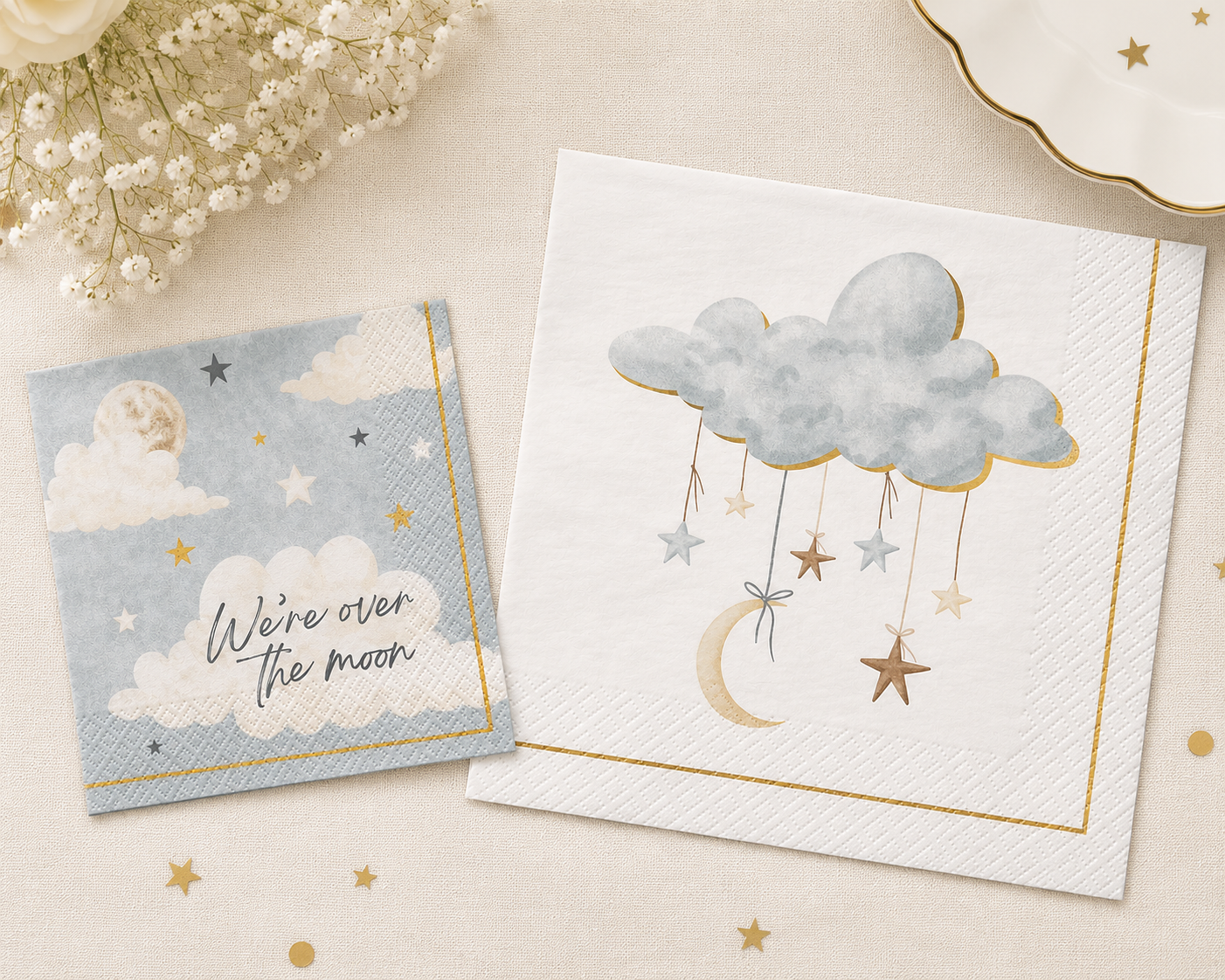 Over the Moon Paper Napkins. 16ct. Assorted Options - Image 2