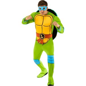 Men's Retro Teenage Mutant Ninja Turtles Leonardo Padded Jumpsuit Costume - Deluxe