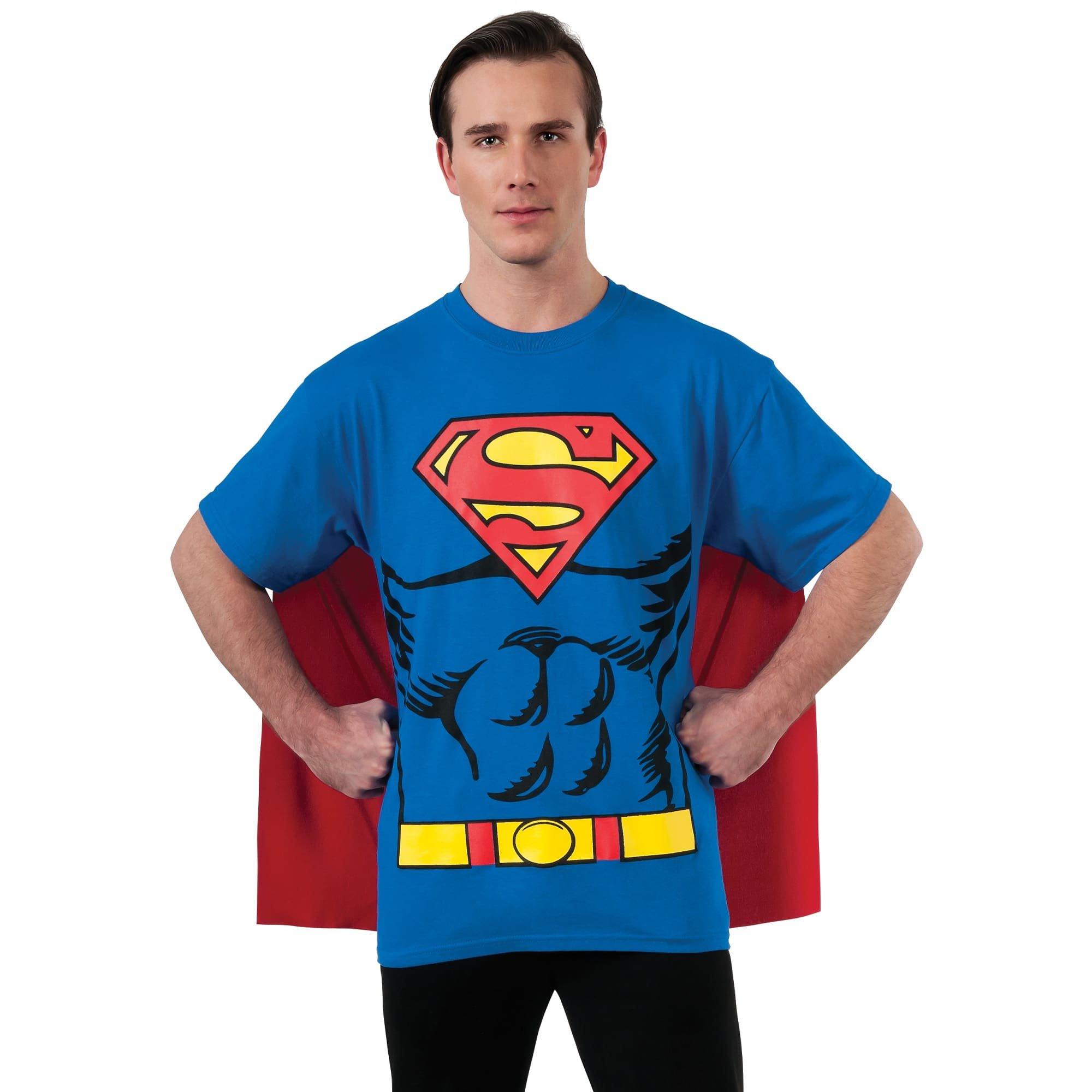 Men's DC Comics Superman T-Shirt. Cape and Mask Set