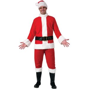 Men's Flannel Santa Suit with Faux Fur Trim
