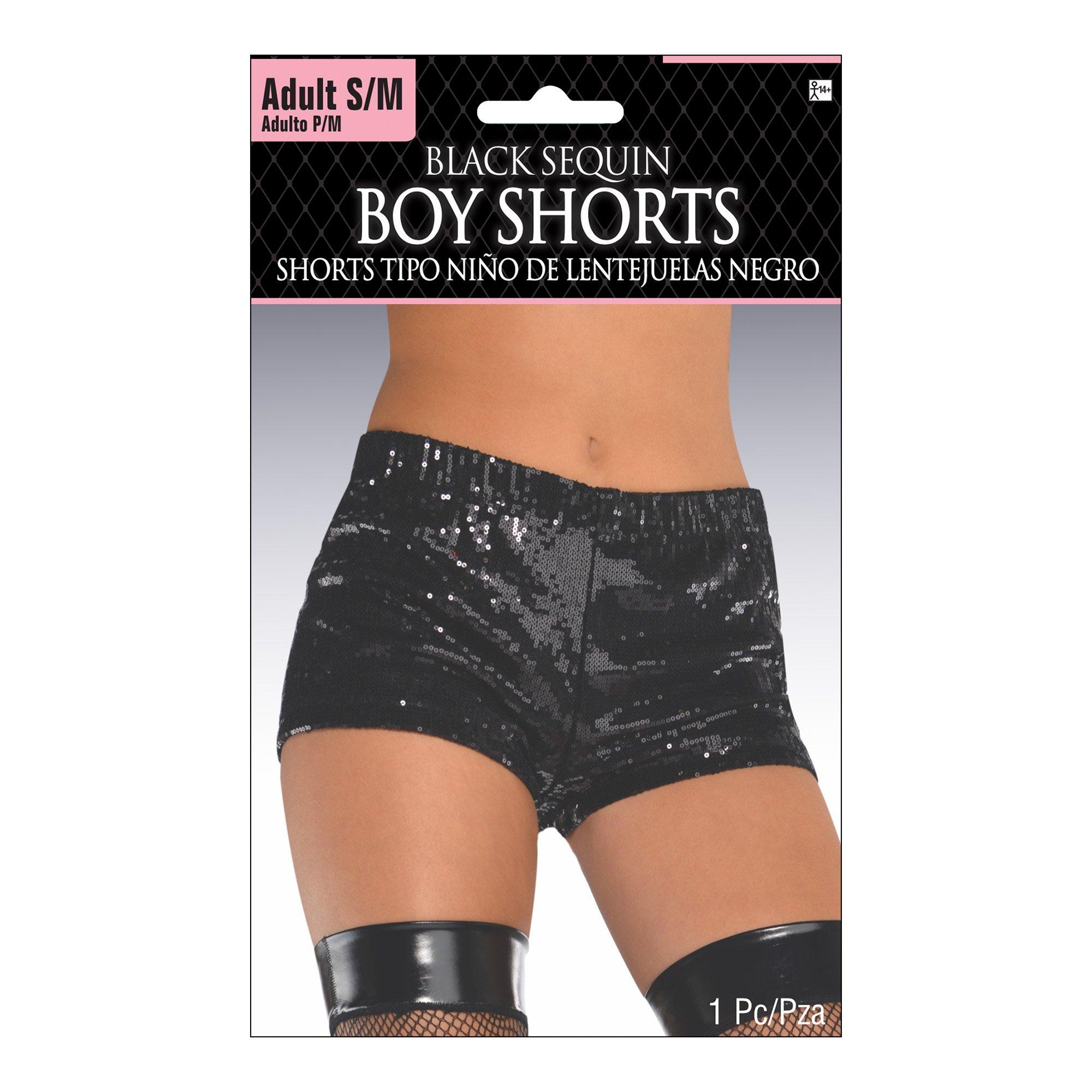 Adult Black Sequin Boyshorts - Image 2