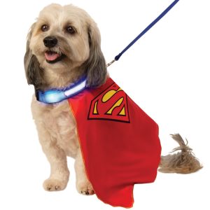 Superman Pet Cape with Light-Up Collar & Leash