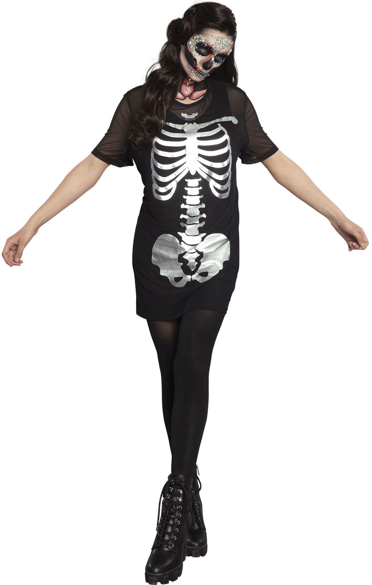 Metallic Skeleton Mesh T-shirt Dress for Adults - Image 3