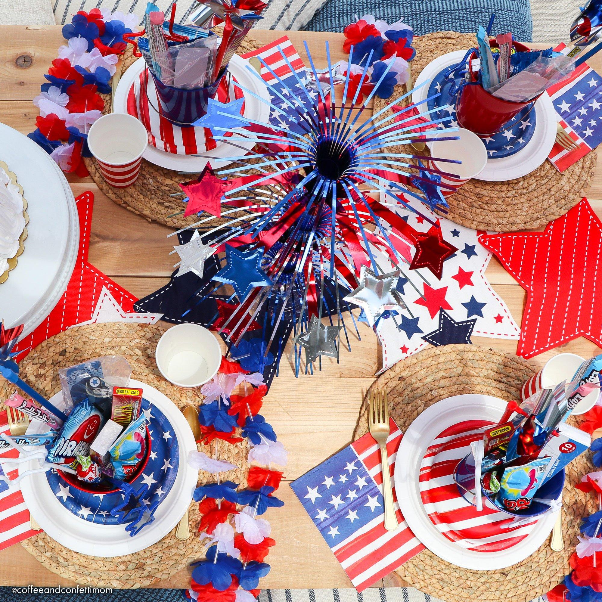 Red. White & Blue Fabric Flower Leis. 40in. 6ct - Image 3