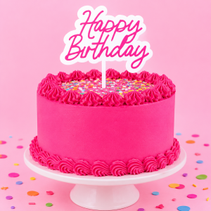 Pink Happy Birthday Cake Topper